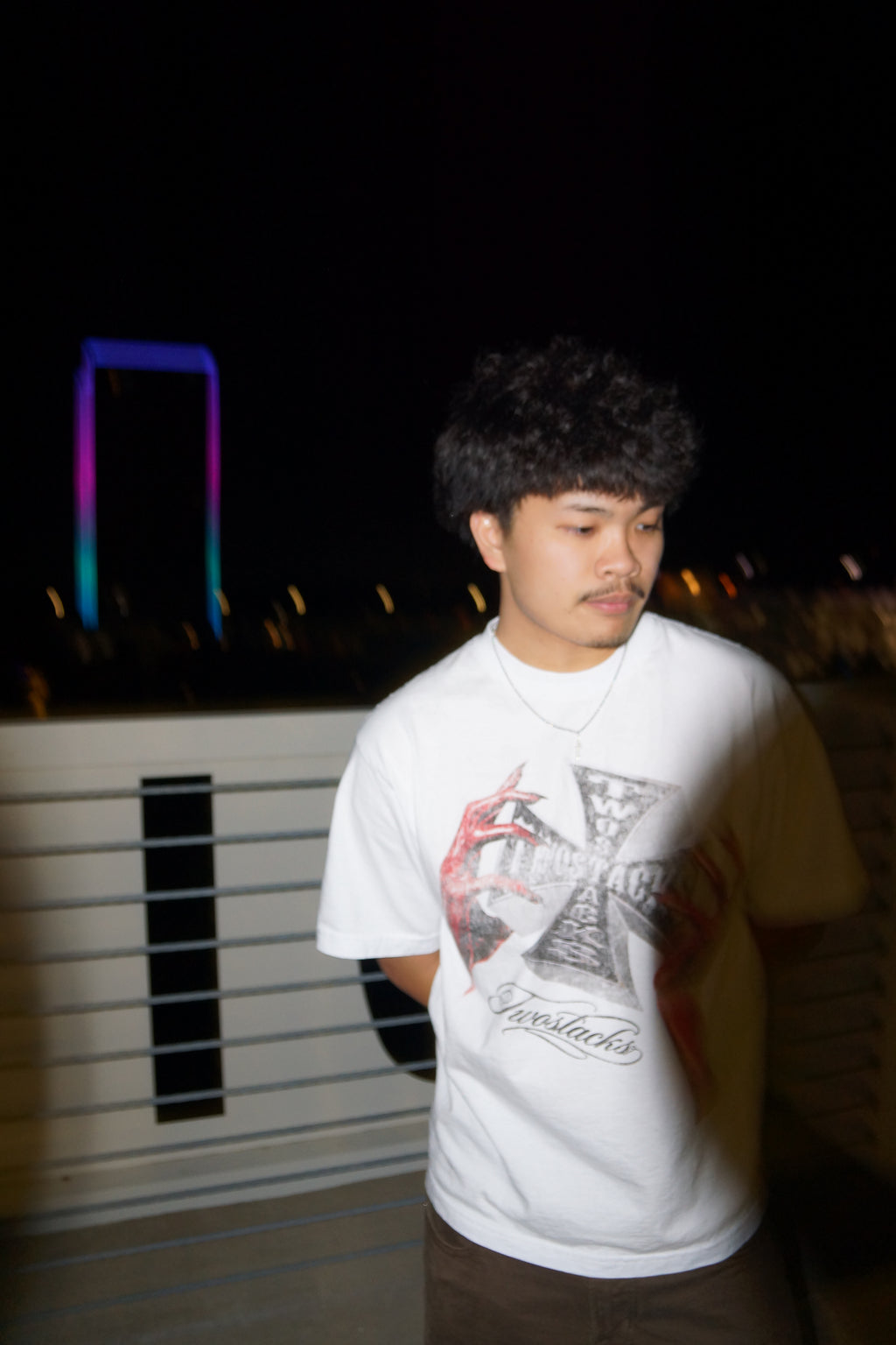 White Twostacks Cross Cropped T